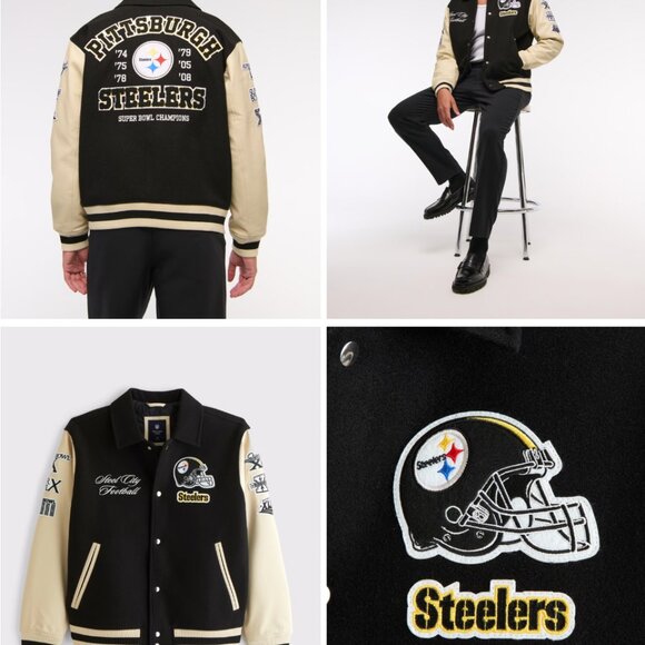 Pittsburgh Steelers Varsity Bomber Jacket Abercrombie & Fitch A&F